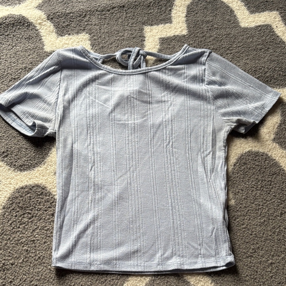 Caution To The Wind Light Blue Short Sleeve Top